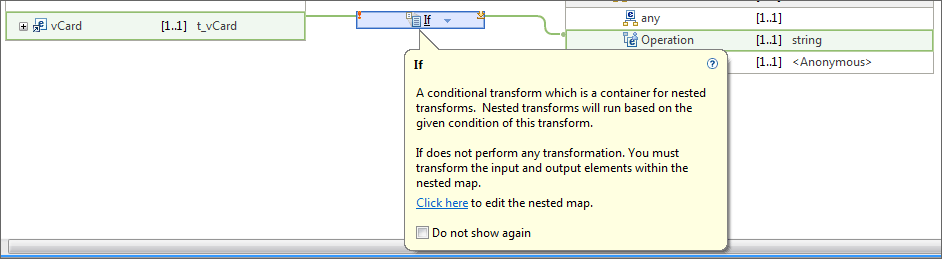 Image that shows the information message associated with the If transform