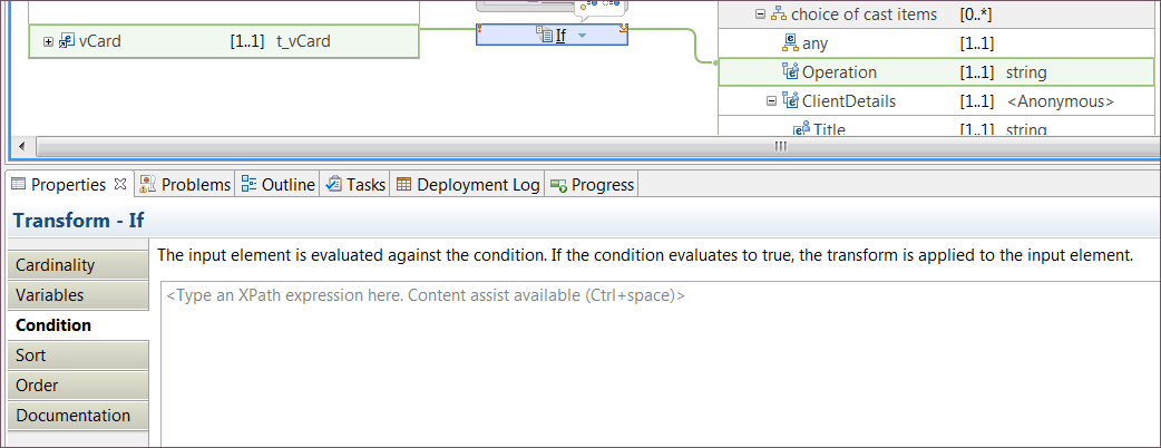 Image that shows the If transform properties tab