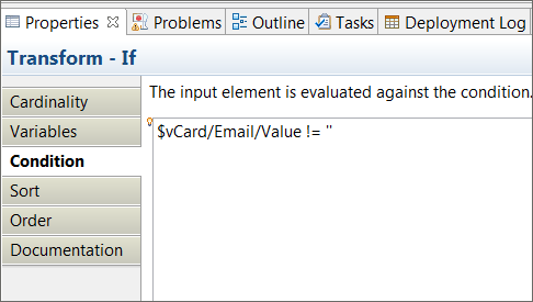 Image that shows the properties tab with the condition defined