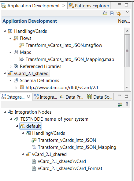 Image that shows the library and the application deployed onto an integration node